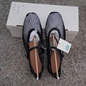 Black Mesh Mary Jane Flats